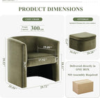 Mid-Century Velvet Living Room Chair with Storage Ottoman, Space-Saving Accent Chairs for Bedroom/Reading Spaces/Office, Green