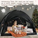 Sherilyn Full Size Bed Canopy Bed Tents Dream Tent on Bed Privacy Space Blackout Sleeping Tents Indoor Breathable Portable Cottage Drafty Room Floor (Large Black)
