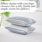 Southshore Fine Living, Inc. Oversized Queen Quilt Set, Striped Blue/White Quilt Bedspread Queen/Full, 3-Piece Coastal Bedding Set with Lightweight Coverlet and Matching Quilted Shams, Blue Stripes