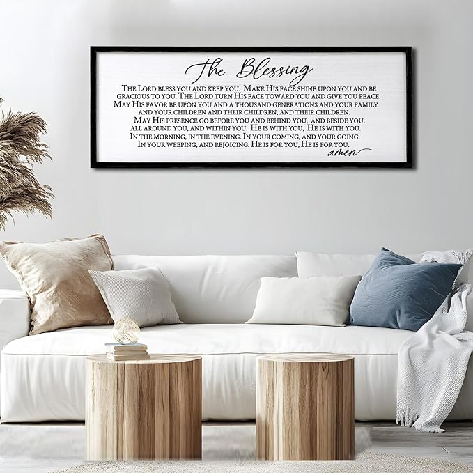 The Blessing Christian Song Lyrics Wall Decor 32"×12" Bible Verse May The Lord Bless You Scripture Wall Art Sign (Black)