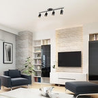 Globe Electric 64000012 30" 4-Light Track Lighting, Matte Black, Track Ceiling Light, Track Lighting Kit, Vintage, Ceiling Light Fixture, 4 Bulb Kitchen Light, Dining Light Fixture, Bulb Not Included