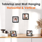 FIXSMITH 4x4 Picture Frame Set of 4, 4x4 Photo Frames with HD Plexiglass for Wall Hanging or Tabletop Display, Black