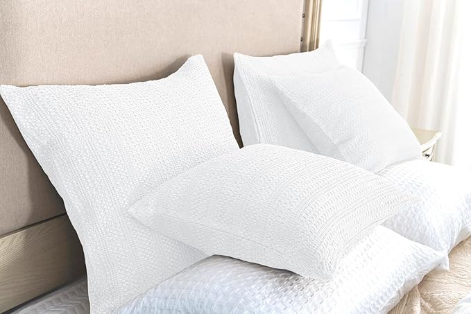 26x26 Pillow Covers Set of 2 Off White Euro Shams Boho Decorative Throw Pillow Covers Cotton Large Square Pillowcase for Couch Bed