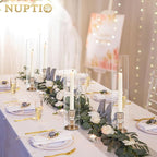 NUPTIO Wooden Candle Stick Holders: 2 Pcs Hurricane Taper Candle Holder 14 inch Rustic Wood Candlesticks Holder with Open Ended Cylinder Shape Cover for Outdoor & Indoor Wedding Party Centerpiece