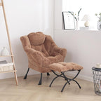 Cozy Lazy Chair and Ottoman, Large Contemporary Accent Lounge Chair Set, Leisure Upholstered Reading Armchair for Bedroom, Living Room, Dorm Rooms, Office