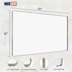 WEER 60X36 Inch Brushed Nickel Bathroom Mirror, Brushed Silver Metal Frame Mirror, Rounded Rectangle Silver Bathroom Vanity Mirror, Tempered Glass, Anti-Rust, Hangs Horizontally or Vertically