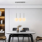 Modern Chrome Pendant Lights Kitchen Island Mid Century with Globe Pendant Light Milk White Glass Pendant Lighting for Living Room Bedroom Entryway (3 Lights)