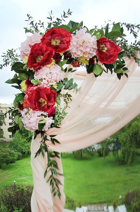 IPOPU 43.3" Red Poppy Flowers Artificial Flowers 6pcs Fake Silk Poppies Long Stem Artificial Flowers for Tall Vase for Wedding Party Home Decor(Red)