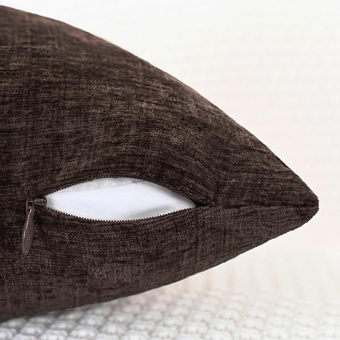 CaliTime Throw Pillow Covers Decorative 24 X 24 Inches Pack of 2 Cozy Chenille Cushion Cases for Couch Sofa Bed Living Room Home Coffee