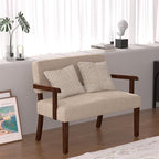 Accent Chair 2 Seat, Arm Chairs with Soft Seat and Armrests for Living Room, Love seat for Dining, Reading, and Waiting Rooms (Beige)