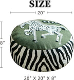 Pouf Ottoman Unstuffed Poufs Soft Touch Zebra Boho Footrest Floor Chair Storage for Living Room Bedroom Home Decor (Green, 20 x 20 x 8 Inches Round)