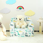 ALIMORDEN Kids Ultra-Soft Snuggle Foam Filled Chair, Single Cuddly Sofa for Boys and Girls, Dinosaur