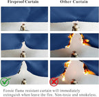 Fcosie Bronze Grommet Flame Retardant Curtains, Room Darkening Fire Resistant Drapes for Kitchen, Fireproof Drapery for Patio, 80% Light Reducing Window Draperies, Blue, 84W x 84L Inches, 2 PCS