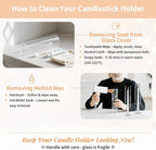 NUPTIO Candle Stick Candle Holder: Set of 6 Glass Hurricane Taper Candleholder - Bulk Candlestick Stand with Tall Cylinder Chimney for Thanksgiving Christmas Holiday Table Decoration