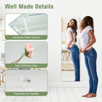 GOFLAME Frameless Wall Mirror, Full Length Rectangle Mirror with Beveled Edge, Wall Mounted Dressing Mirror for Living Room, Bedroom, Vanity Room, Silver