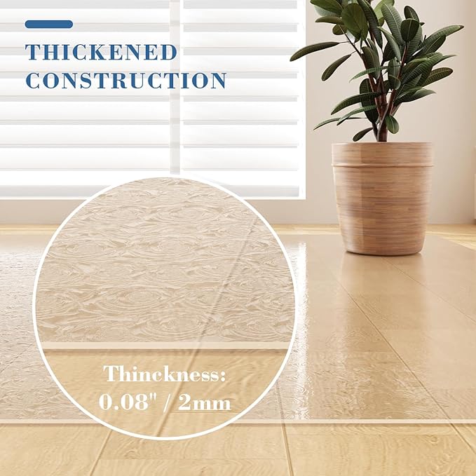 Tydle Chair Mat for Hard Floors, 36" x 48" Office Chair Mat for Hardwood Floors, Non-Slip Vinyl Floor Mat for Gaming Chairs, Hard Floor Protector Computer Under Desk Mat for Home Office (Clear-Rose)