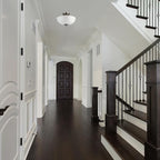 Globe Electric 63357 2-Light Semi-Flush Mount Ceiling Light, Brushed Nickel, Chrome Accents, Frosted Glass Shade, Kitchen, Lights, Bathroom, Home Essentials, Bedroom, Closet Light, Lighting Fixtures