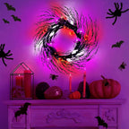 7 Ft 63 LED Halloween Willow Vine Twig Garland with 8 Modes Timer Orange Purple White Lights,7 Pumpkin Bat Ghost, Garland with Battery Operated for Wall Fireplace Halloween Decorations
