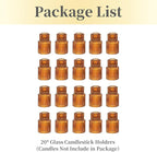 Hewory Glass Taper Candle Holders: 20 PCS Amber Elegant Candle Holder Candlestick Holders Bulk, Ribbed Glass Candle Holder Candle Sticks Holder Decor for Table Centerpiece Fall Thanksgiving Home Decor