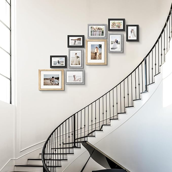 Picture Frames Set of 10, Picture Frames Collage Wall Decor with 8x10 5x7 4x6 Frames in 3 Different Finishes