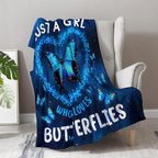 Butterfly Blanket Gifts for Girl Woman - Just A Girl Who Loves Butterflies Lovers Beautiful Themed Throw for Kids Teen Friend Adults Soft Cozy Decor Birthday Christmas Lightweight Blanket 50"x60"