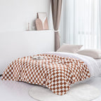 LOMAO Throw Blankets Flannel Blanket with Checkerboard Grid Pattern Soft Throw Blanket for Couch, Bed, Sofa Luxurious Warm and Cozy for All Seasons (Maple Brown, 90"x110")