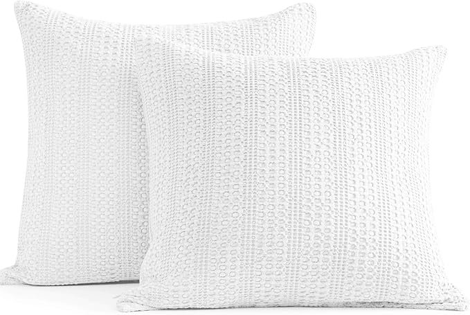 Off White Pillow Covers 18x18 Throw Pillow Covers Set of 2 Boho Decorative Pillow Shams Stone Washed Cotton Pillowcase for Couch Sofa Chair Bed Car