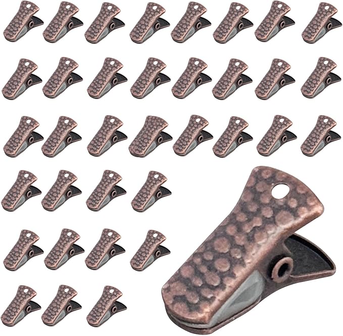 35 Pack Mini Metal Alligator Clips for Crafts Non-Slip Silicone-Coated Retro DIY Badge Small Spring Clips (Copper)