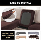 PrinceDeco Sectional Couch Covers 4 Pieces Velvet Separate Couch Cushion Covers L Shape for Left/Right Chaise Sectional Couch with Elastic Bottom (3 Seater + 1 Chaise,Brown)
