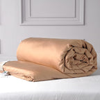 CUDDLE DREAMS Silk Filled Comforter for All Season, Detachable Tencel Duvet Cover for Easy Care, Naturally Breathable (Bronze, Queen)