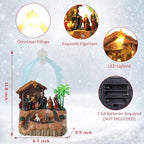 VCUTEKA Christmas Village Houses, Nativity Scene with Crystal Angel and Rotating Sheep Lighted Musical Christmas Village Collectible Building for Xmas Indoor Decorations or Holiday Table Displays