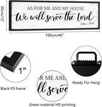 As for Me and My House We Will Serve the Lord Sign: Rustic Family Bedroom Signs Wall Decor Above Bed,Framed Country Wall Plaque Hanging Farmhouse Bible Verse Sign Christian Art Gifts 12" x 40"