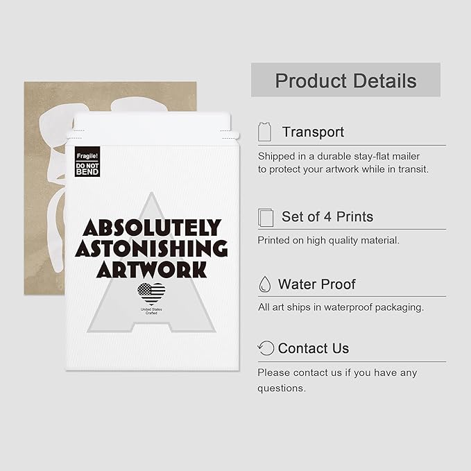 SIGNWIN Adhesive Canvas Poster Tropical Mid-Century Modern Hawaiian Geometric Print Abstract Shapes Illustrations Minimalism Decorative Rustic Cozy Zen for Living Room, Bedroom, Office - 12"x16"x4