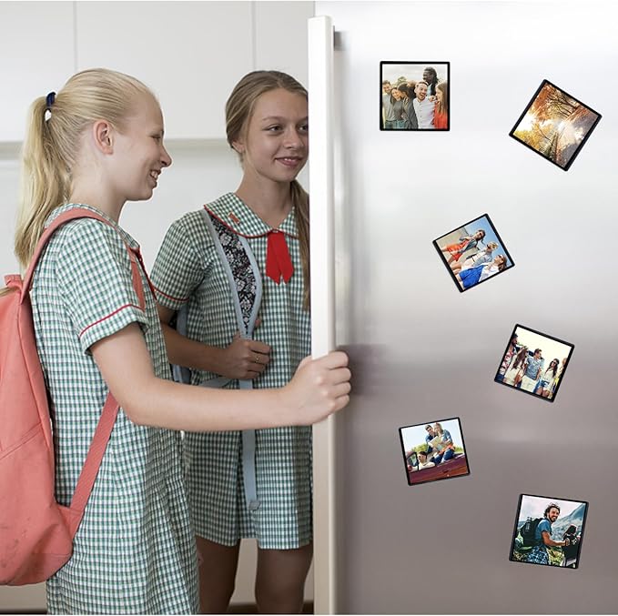Black Magnetic Picture Frame 4X4 for Refrigerator,12 pack,Square Photo Magnets Sleeves