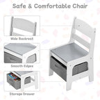 Kids Table and Chair Set, 3 in 1 Wooden Activity Table with Detachable Tabletop, Toddler Table and Chair Set with Storage Drawer, Kids Play Table for Children Art, Craft, Eating, Learning