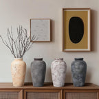 Rustic Vase, 11 inch Large Terracotta Flower Vase, Farmhouse Ceramic Pottery, Distressed Farmhouse Decor for Living Room, Shelf, Entryway, Room Decor, Black Bronze