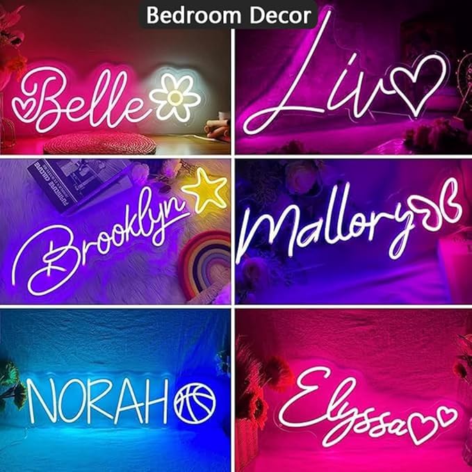 Custom Led Neon Signs for Wall Decor, Personalised Neon Lights Sign for Wedding Party Birthday Gift Name Bedroom Home Man Cave Bar Game Room(Optional 26" to 55")