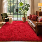 6x9 Ft Red Shag Rugs for Living Room Decor, Ultra Soft Fluffy Furry Area Rugs for Bedroom Indoor Floor, Aesthetic Carpet for Kids Nursery Dorm Home
