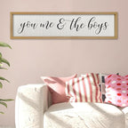 ZZJJHYWGQ You Me & The Boys Sign 32"×8" Playroom Kids Wall Decor Modren Nursery Baby Boy Home Wood Framed Living Room Horizontal Wall Art (Wood)