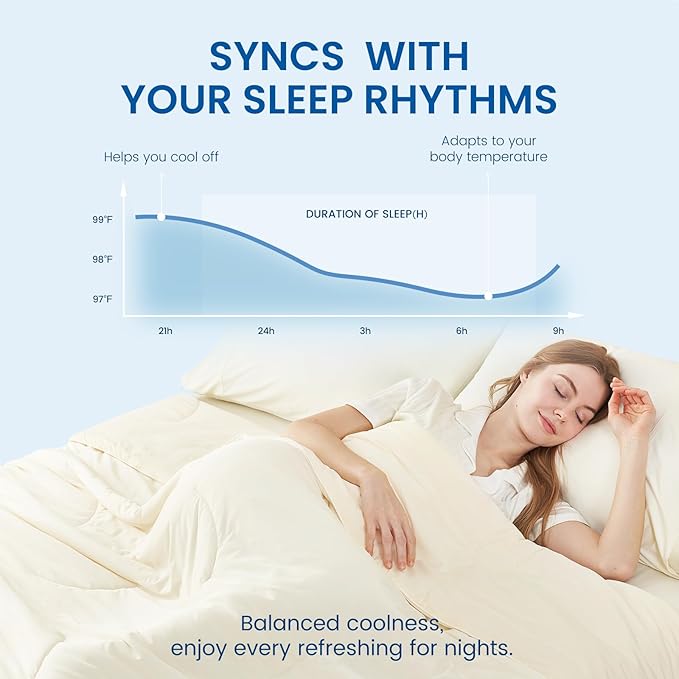 Cozy Bliss Cooling Comforter Twin Size Dual-Sided, Ultra-Soft Cooling Blankets for Hot Sleepers and Night Sweats, Breathable Lightweight Silky Smooth, Snow Ivory