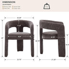 Charcoal Grey Chenille Dining Chairs Set of 6, Modern Barrel Dining Room Chairs Upholstered Accent Chair with Arms and Round Back for Living Room Kitchen Armchair No Assembly Needed