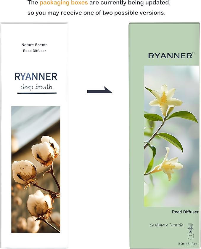 Reed Diffuser Set,5.1oz Cashmere Vanilla Scent Diffuser with Sticks Home Fragrance Reed Diffuser with Essential Oil for Bathroom Shelf Decor&Air Freshener,Home Bathroom Office Decor & Gifts