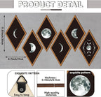 Sintuff 6 Pieces Halloween Gothic Wall Decor Boho Sun Moon Phases Wall Art Gothic Minimalist Stars Sun Hanging Wooden Home Decor Farmhouse Pediments for Gallery Living Bedroom Room(Moon)