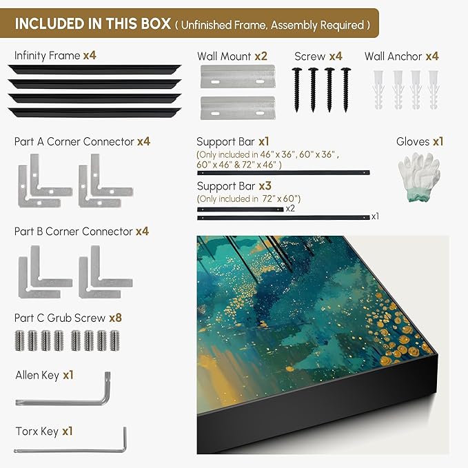 SIGNWIN 46"x72" Extra Large Framed Wall Art Whimsical Fantasy Forest, Vibrant Nature Landscape for Home Living Room Bedroom Decor (Frame Assembly Required)