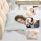 Large Triangular Headboard Pillows Long Backrest Positioning Support Bolster Cushion for Daybed Fluffy Quality Plush Body Wedge Pillow with Removable Cover(Beige-Queen-59x8x20in)