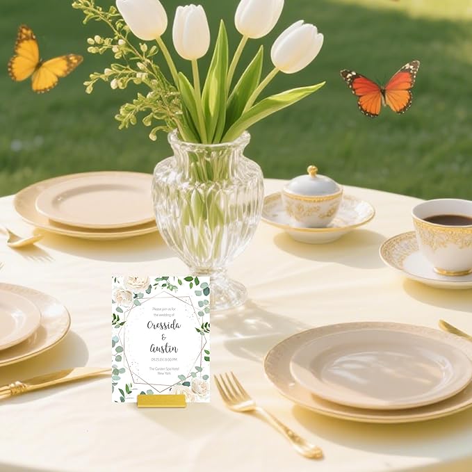 Urban Deco Table Card Holder Metal Place Card Holders Steel Card Holders for Photos, Food Signs, Memo Notes, Weddings, Restaurants, Birthday (Gold 24PK)