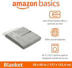 Amazon Basics Cozy Room Décor Throw Blanket, Lightweight, Recycled Polyester, Dark Gray and Light Gray Herringbone, 50"x 60"