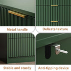 Green Fluted Dresser for Bedroom, 32 Inch Wide Nightstand with Large Drawer, 3 Drawer End Table for Bedroom, Living Rooms, Offices, and Entryways