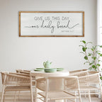 ZZJJHYWGQ Dining Room Wall Decor Give Us This Day Our Daily Bread Sign Bible Verse Christian Quotes 40"×15" Matthew 6:11 for Kitchen Large Farmhouse Rustic Horizontal Wall Hanging Art (Wood)