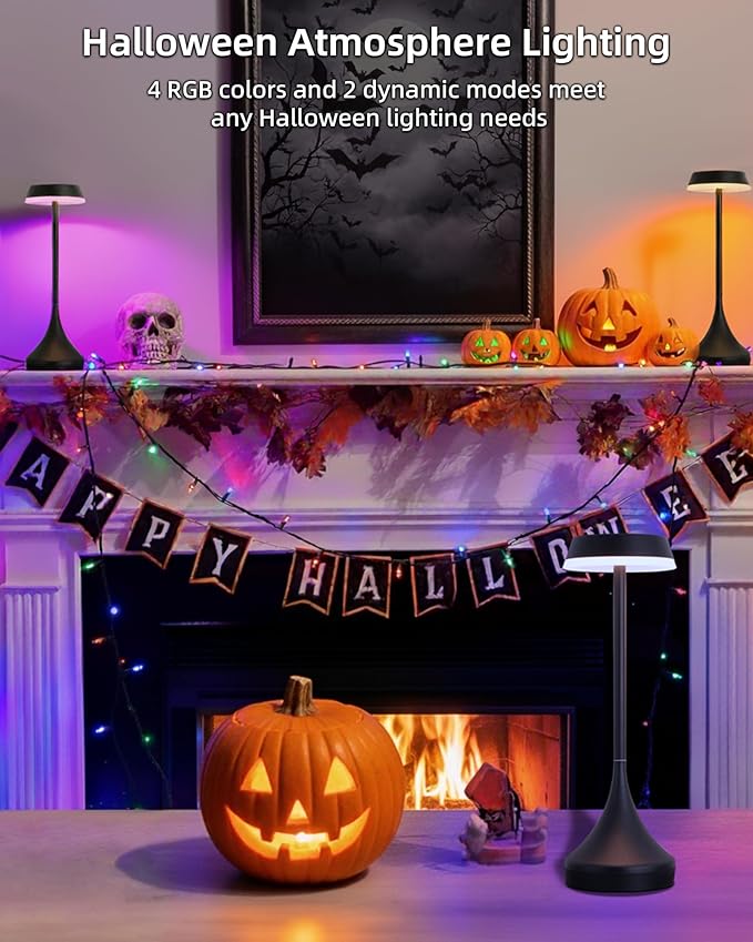 EZVALO Cordless Table Lamps Rechargeable, Portable 6000mAh Battery Operated Table Lamp, 3 Color & RGB Lighting Stepless Dimming Waterproof Table Light for Outdoor/Dinner/Restaurant/Patio/Bar(1 Pcs)